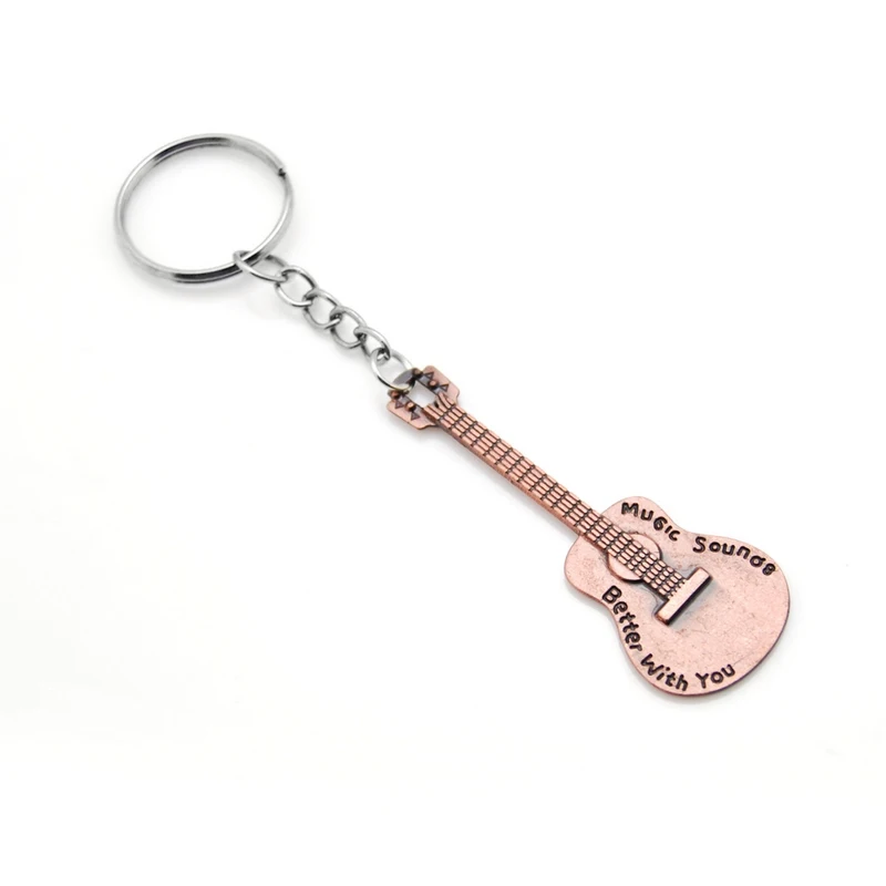 Original New Fashion Unique Guitar Keychain Purse Bag Handbag Charms Pendant For Car Keyring Women Key Chains Trinket Party Gift