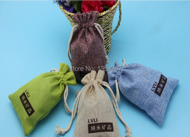 100pcs/lot wholesale jute/linen/flax drawstring gift bags for toiletry/IPAD packaging,Size be customized,Various colors