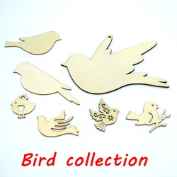 10 PCS Wooden Christmas Tree Slices Hanging Ornament DIY Arts Crafts Decoration Bird combination design Hotel or wedding decora