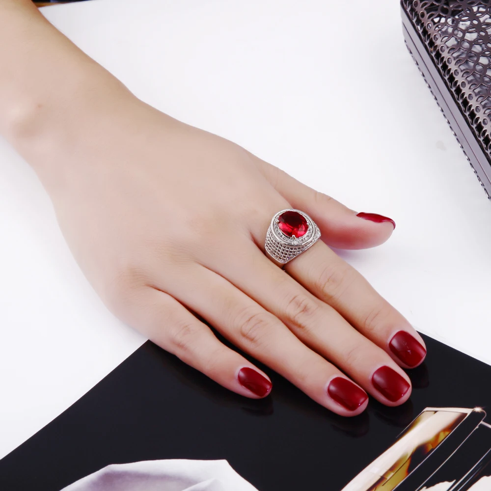 

YLMyself Oval Crystal Zircon Ring Big Colorful CZ Jewelry Blue Red Aneis For Women Atacado Lote New
