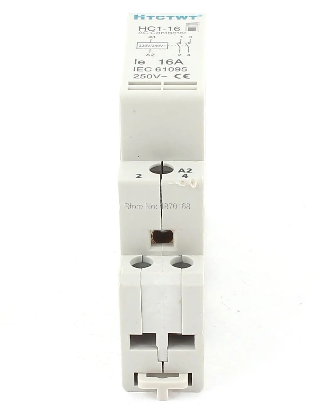 HC1-16A 35 mm DIN rail Mount 2 pole AC contactor power, 16A ie 220/240 V Coil