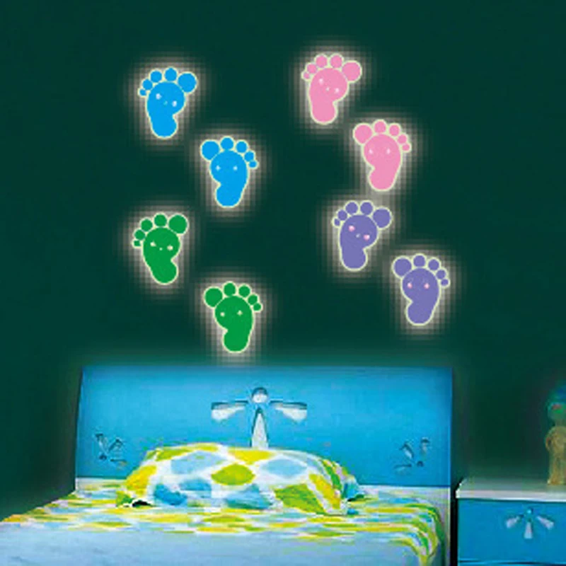 Luminous Footprints Floor Sticker For Kids Baby Room Bathroom Floor Decoration Home Decor Decals Glow In The Dark Wall Stickers