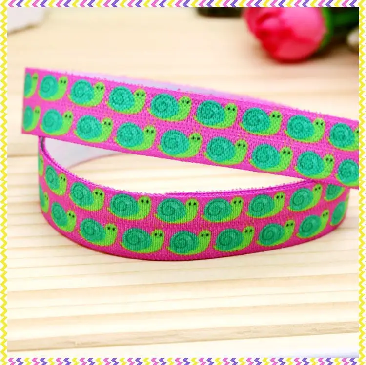 5/8''  Fold Elastic FOE Snail Printed Headband Headwear Hairband Diy Decoration Sewing OEM P4344