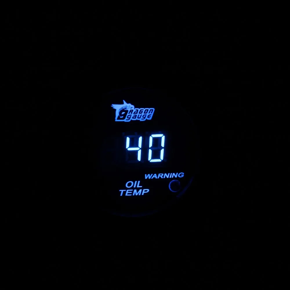 DRAGON GAUGE  52mm Oil Temp Gauge Blue LED 40~150 Centigrade Temperature Car Meter Black Shell 12V Digital Display mroil