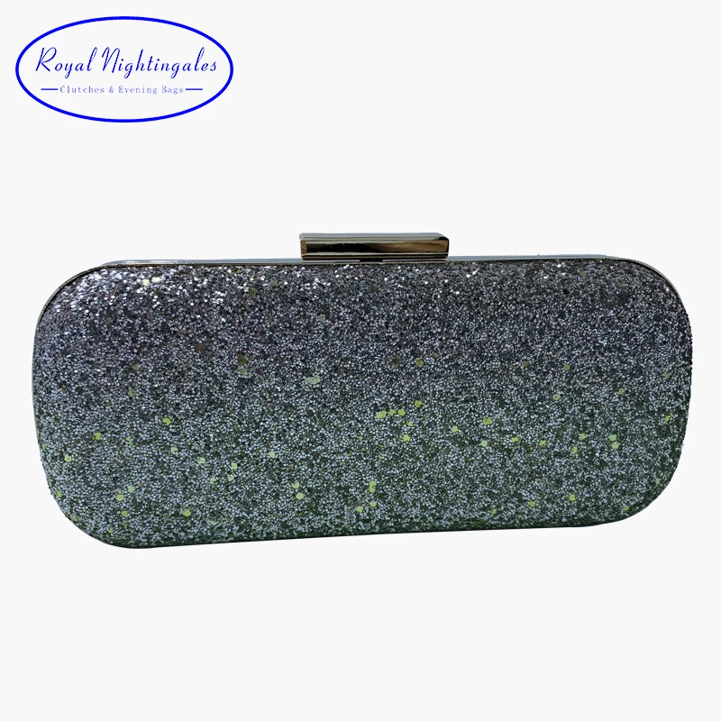

Royal Nightingales Light Gold Sequin Hard Case Box Clutch Bag and Evening Bags for Womens Party Prom Wedding