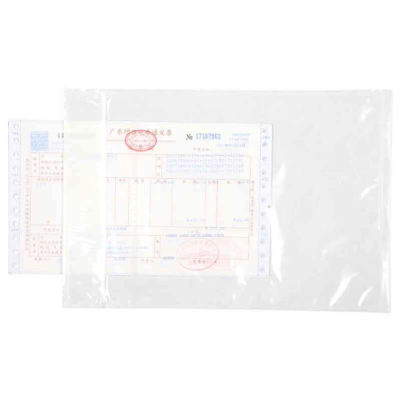 50pcs Plastic Bags Patch Transparent Bill Bag Single A4A5 Invoice Paper Size Packing Document Bag Self-Adhesive pocket Custom