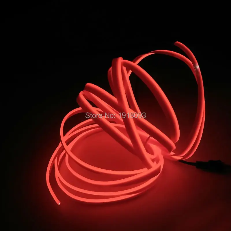 

3Meters Flexible LED tube LED Strip EL Wire Tube Rope Flexible Neon Light 2.3mm-skirt Red Car Inside Decoration Wedding supplie