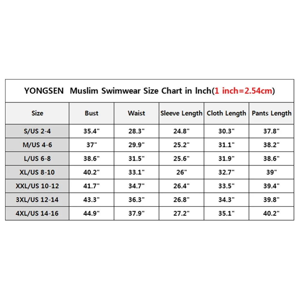 YONGSEN Plus Size Muslim Swimwear Burkinis Women Swimsuit Long Sleeve Hijab Modest Style Muslimah Clothing Islamic Swim Wear