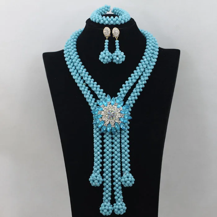 Green Crystal Beads Bridal Jewelry Sets African Costume Necklace Nigerian Wedding African Beads Jewelry Set  ABF405