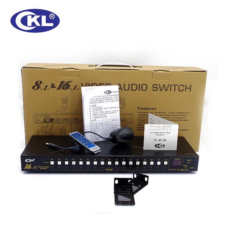 CKL-161S 16 Port Auto VGA Audio Schalter 16 in 1 heraus PC Monitor Switcher Rack mit Ir-fernbedienung Rs232-steuerung 2048*1536 @ 450 MHzMetal