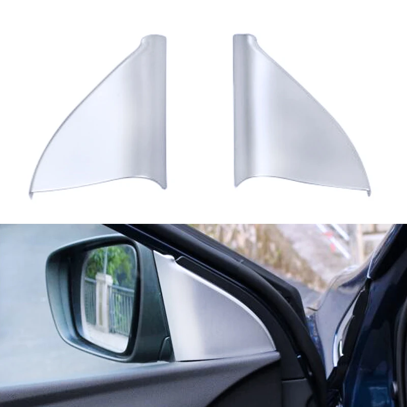 2pcs Interior ABS Matte Carbon Fiber Front Door Triangle Cover Trim  For Renault Kadjar 2015 2016 2017