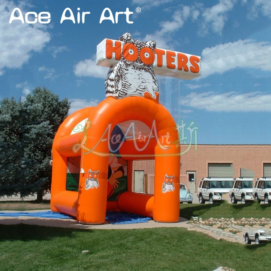 3m H Orange Inflatable Double Arched Booth Stall Station Kiosk Concession Booth for Event