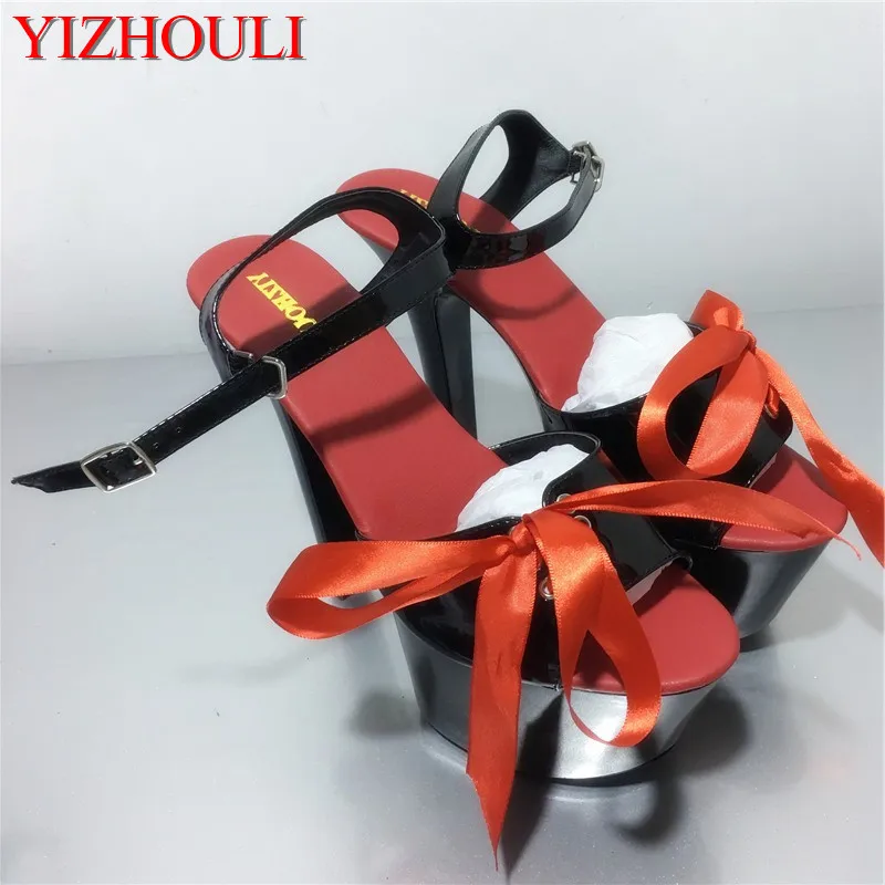 

Fashionable sweet strappy 17cm sexy platform heels, pole dancing/star/model stage performance sandals