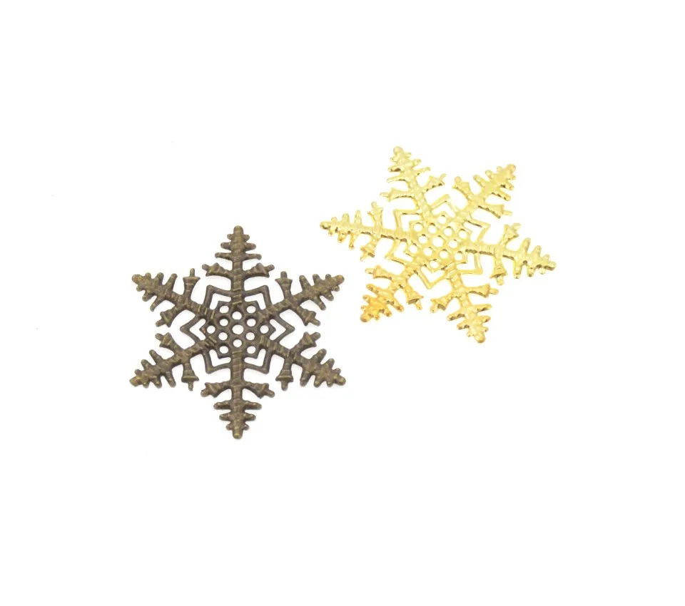 10Pcs Bronze/White K/Gold Metal Snowflake Filigree Wraps Connectors Metal Crafts Decoration DIY Findings 45*45mm