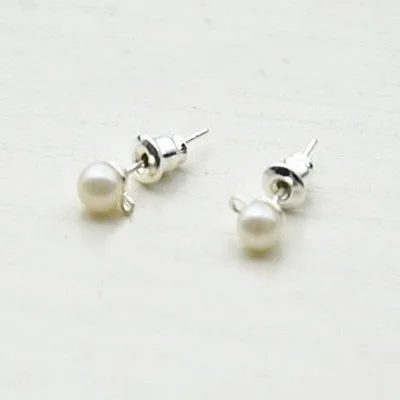 10pcs Round Imitation Pearl Earring Stud With Loop Gold Silver Color Stainless Steel Earrings Post Pins For Diy Jewelry Making