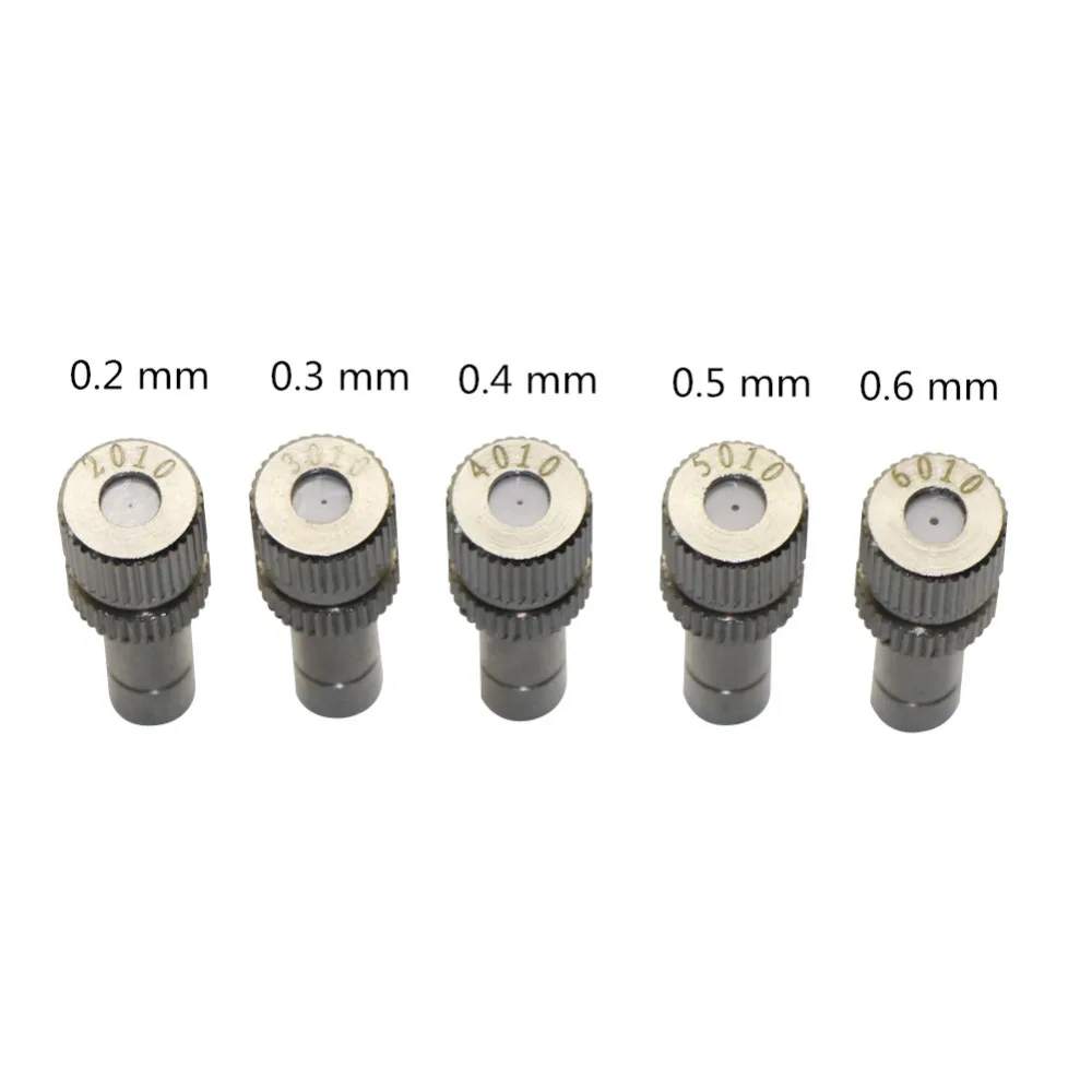 40Pcs 0.2-0.8mm Fog Misting Nozzle 6mm Slip-lock Nickel-plated Brass Sprayer Nozzles Garden Cooling Irrigation Humidify Tool