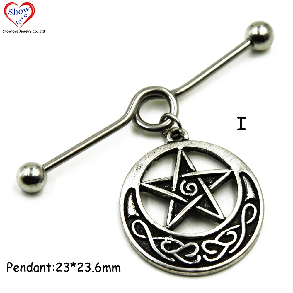 1Pcs Surgical Steel  Charming Dangling Ear Industrial Barbell Piercing Earring Stud Scaffold Bar Body Jewelry