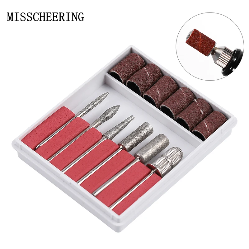 1set Diamond Rotate Electric Nail File Cuticle Cutter Nail Drill Bits Sandpaper Pedicure Manicure Cleaning Sander Accessories