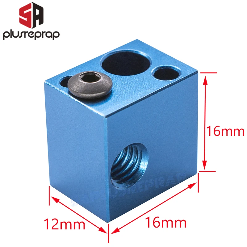 3D Printer Aluminum Block 16*16*12mm for Thermistor HT-NTC100K Thermocouple V5 V6 J-head Hotend Extruder