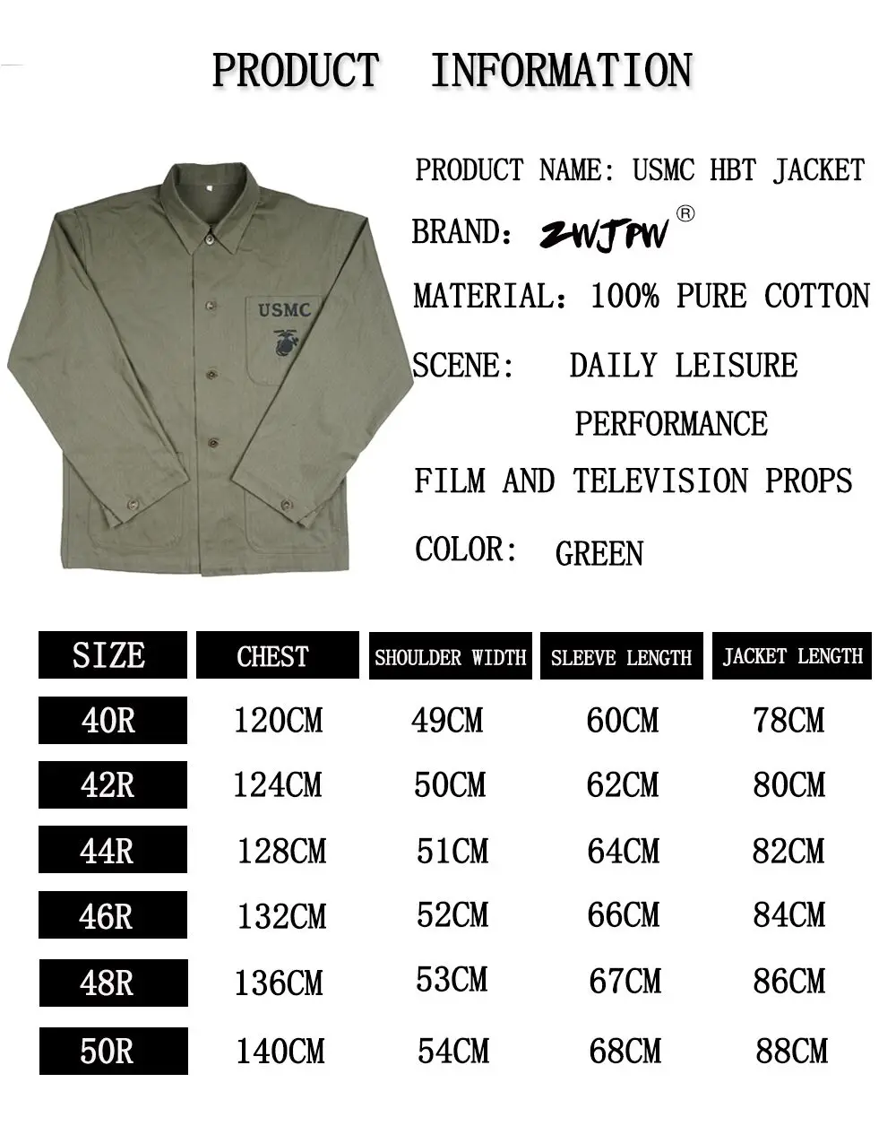 WWII US USMC UNIFORM GREEN HBT JACKET SHIRT TROUSERS OUTDOOR COAT US/501104