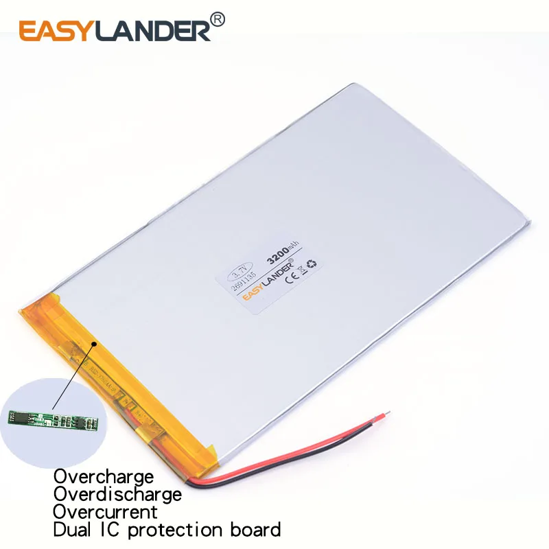 Bateria de polímero de lítio para tablet, 2691135 3300mah 3.7v de alta capacidade de pda baterias para laptop alto-falante de telefone celular frete grátis
