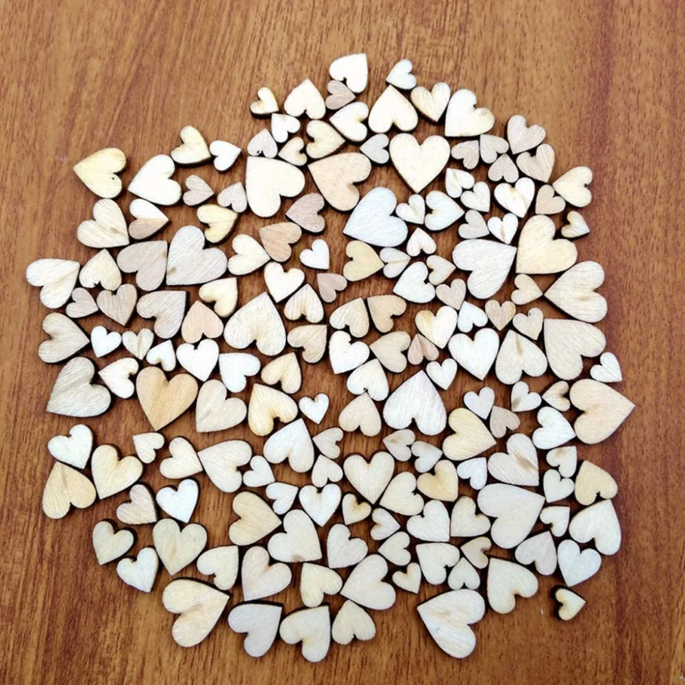 150pcs Rustic Wood Wooden Love Heart Wedding Table Scatter Decoration Crafts Diy