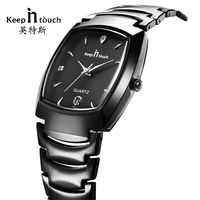 KEEP In Touch Luxury Brand Men's Watches Alloy Clock Quartz Calendar Dress Men Watch Square Male Wrist Watches Wedding Gifts