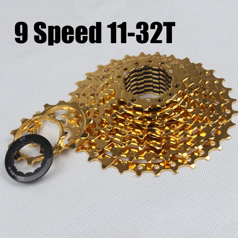 Golden freewheel 9-Speed 11-32t Gold Cassette BMX Mountain Cycling Bicycle FreeWheel