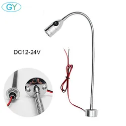 Lampe Industrielle Magnétique à Col de Cygne Flexible, 3W DC12V 24V LED CNC, 40cm, pour Machine-Outil, Atelier, Travail, Argent, Noir