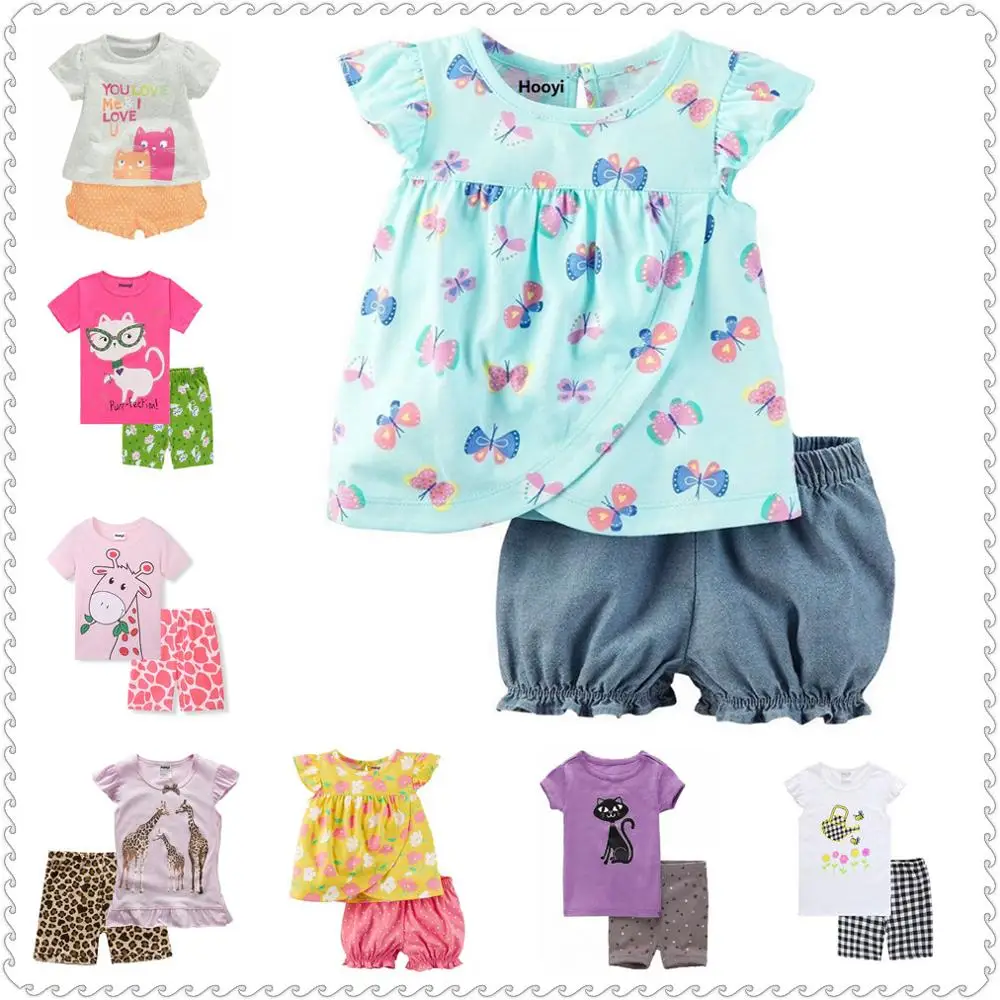 Casual Girls Clothes Suit Summer Outfits Children Blouse Shorts Pants 2-Pieces Clothing Set Baby Girl Pajamas T-Shirt Panties