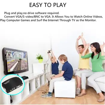 Převodník kompozitního RCA AV S-Video na VGA, CCTV DVR, PC, notebook, TV, projektor, VGA vstup na VGA výstup, video převodník, adaptér 8 nejlepší prodej adaptér z koaxiálního na VGA - №1