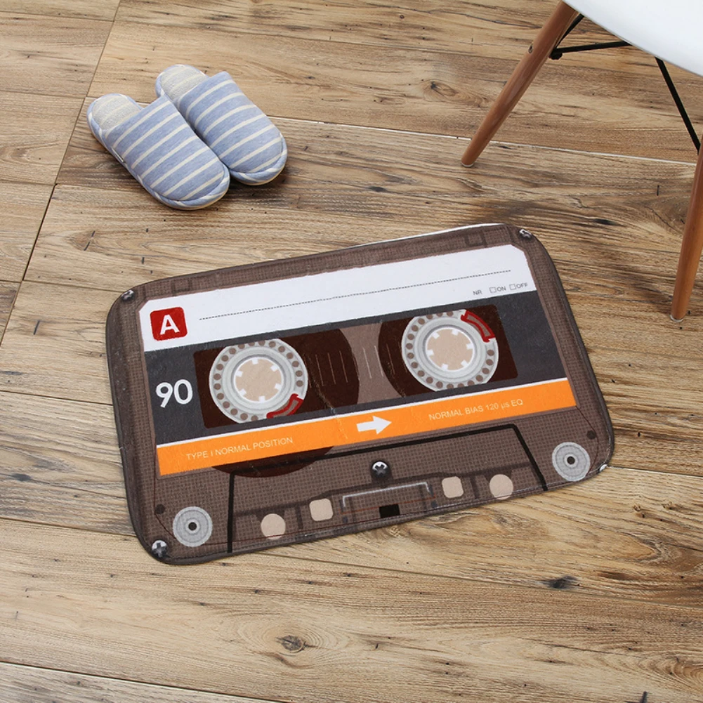 40x60cm Retro Creative Cassette Tape Anti-slip Mat Coral Velvet Mat Kitchen Bathroom Entrance Welcome Doormat Home Decor hot !!!