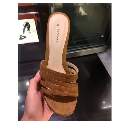 2019 Women Slippers Summer Slides Wedges Slippers Woman Platform Slides Fashion Wood High Heel 9cm Beach Shoes Mules Sandalias