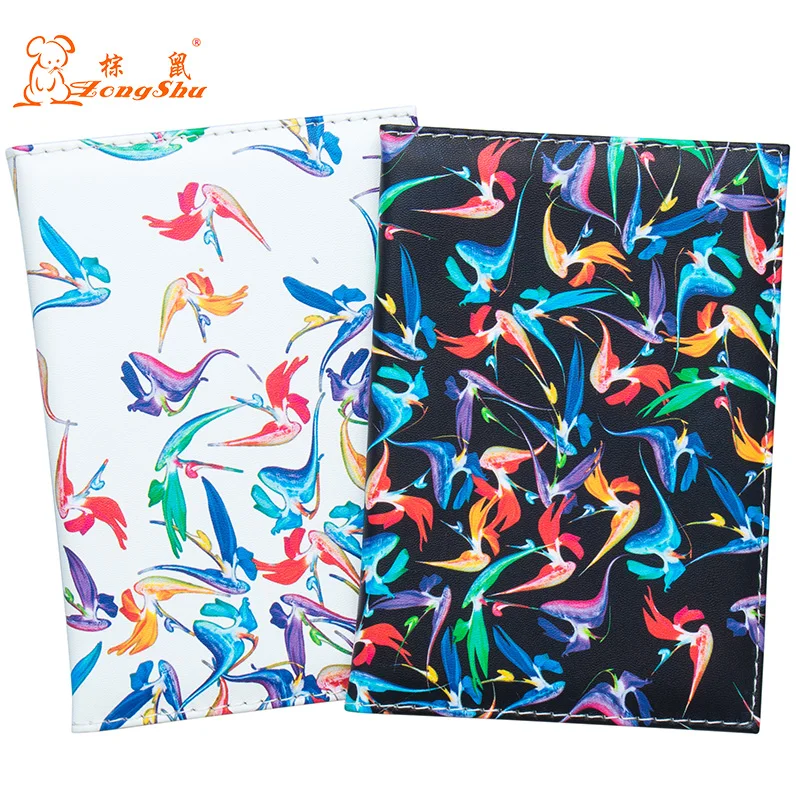 

Новинка 2020, красивый красочный модный держатель для паспорта из искусственной кожи с птицами, многофункциональный дорожный зажим