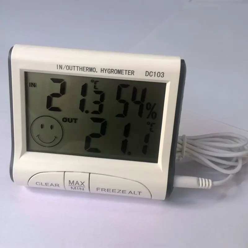 HOT!!! Mini Weather Station LCD Digital Indoor Outdoor Thermometer Hygrometer Meter With Clock And Temperature Sensor Probe