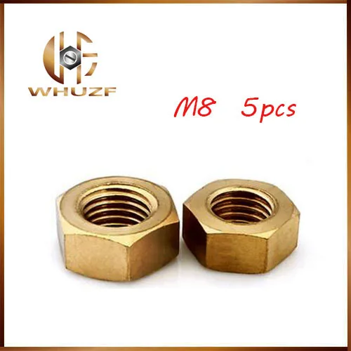 5PCS Cheap Copper Nut Hex Nuts Brass Nuts M8 DIN934