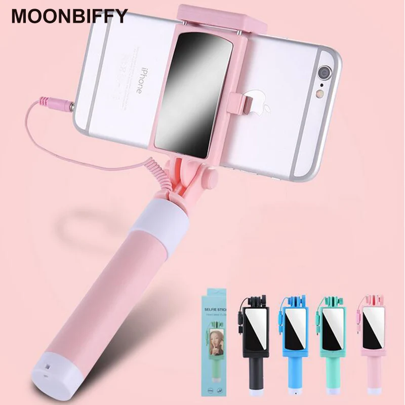 Universal Mini Selfie Stick With Button Wired Silicone Handle Monopod For iPhone 6/6S Android Samsung Huawei Xiaomi Sticks