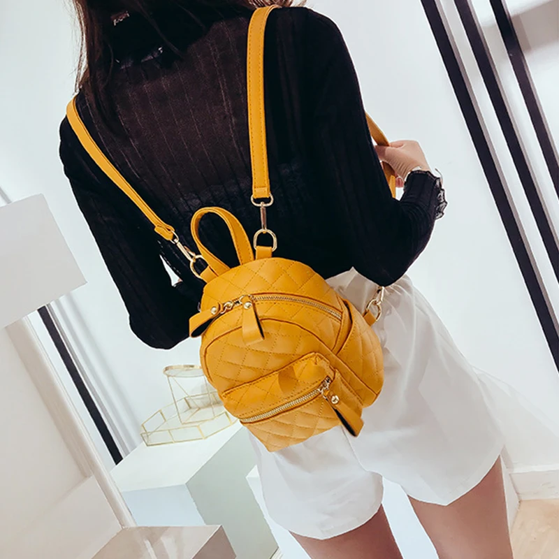 Mini Backpack Female 2021 Women PU Leather Cute Backpack Female White Back Pack Bag for Teen Girls Mochilas Feminine sac a dos