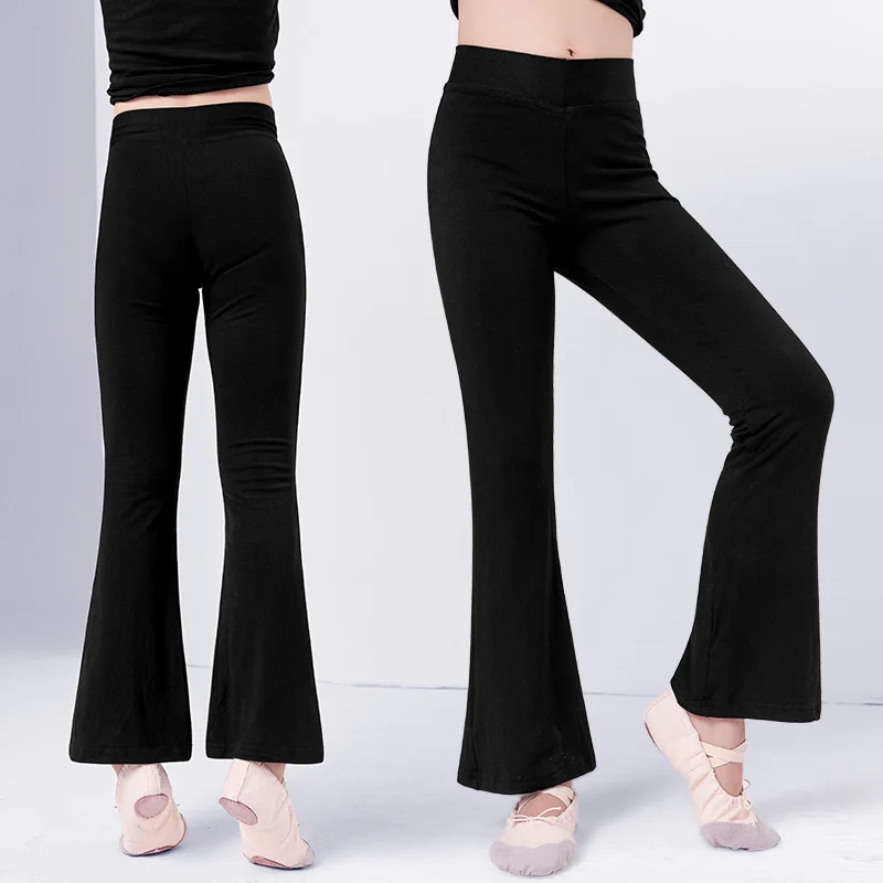 Women Cotton Ballet Trousers Girls Adult High Waist Stretch Bell-bottoms Dance Flare Pants Broad Leg Yoga Sport Ballet Pants