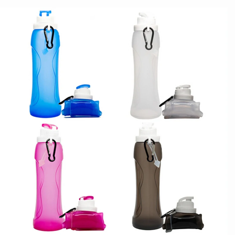 Fold Food Silicone  Water Bottle  Portable storage Collapsible 500 ml Fall-proof and leak-proof kettle for Travel Outdoor Sport