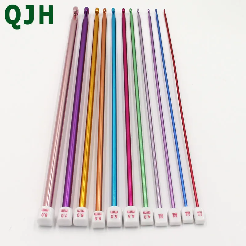 11 Pcs/ Set Crochet Hooks Needle Set Multicolour Colors Tunisian Afghan Aluminum Knitting Needles Tools Kit 10.6