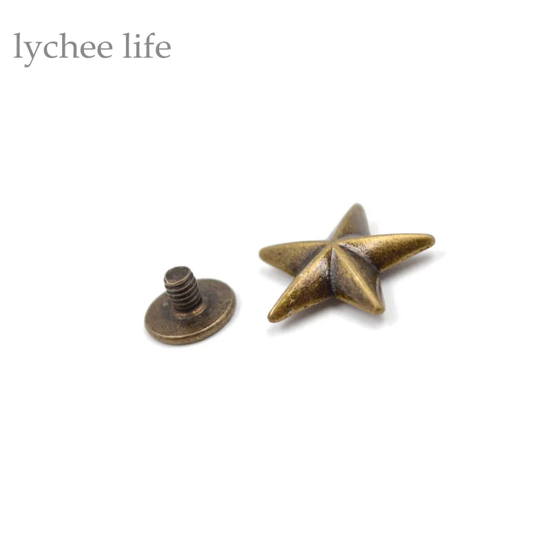 10pcs/Lot Star Screw Studs Rivet Nail Leather Screw Rivet for Leathercraft Shoes Bag Belt Garment Accessories