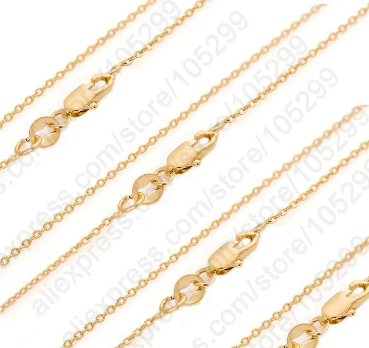 

Bulk 10PCS 30 Inch Solid Yellow Gold Filled Jewelry Rolo Link Necklace Chains + Lobster Clasps For Pendant - Tag Marked