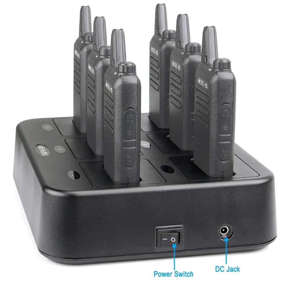 Retevis RTC22 Six-Way Charger for RT622 RT22 RB619 RB19 Two Way Radio Walkie Talkie 6 Way Charger For Hotel Restaurant Cafe RT22