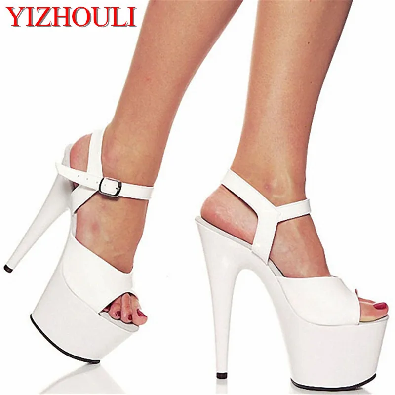 

Shoes 7 Inch Pointed Stiletto High Heels Open Toe Womens Shoes 17cm High-Heeled Sandals Platform Dance Shoes