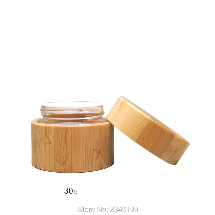 Pot vide de crème en bambou de haute qualité, conteneur de crème cosmétique en verre de bricolage, outil de maquillage de bonne qualité 30G 30ML 10 pièces/lot