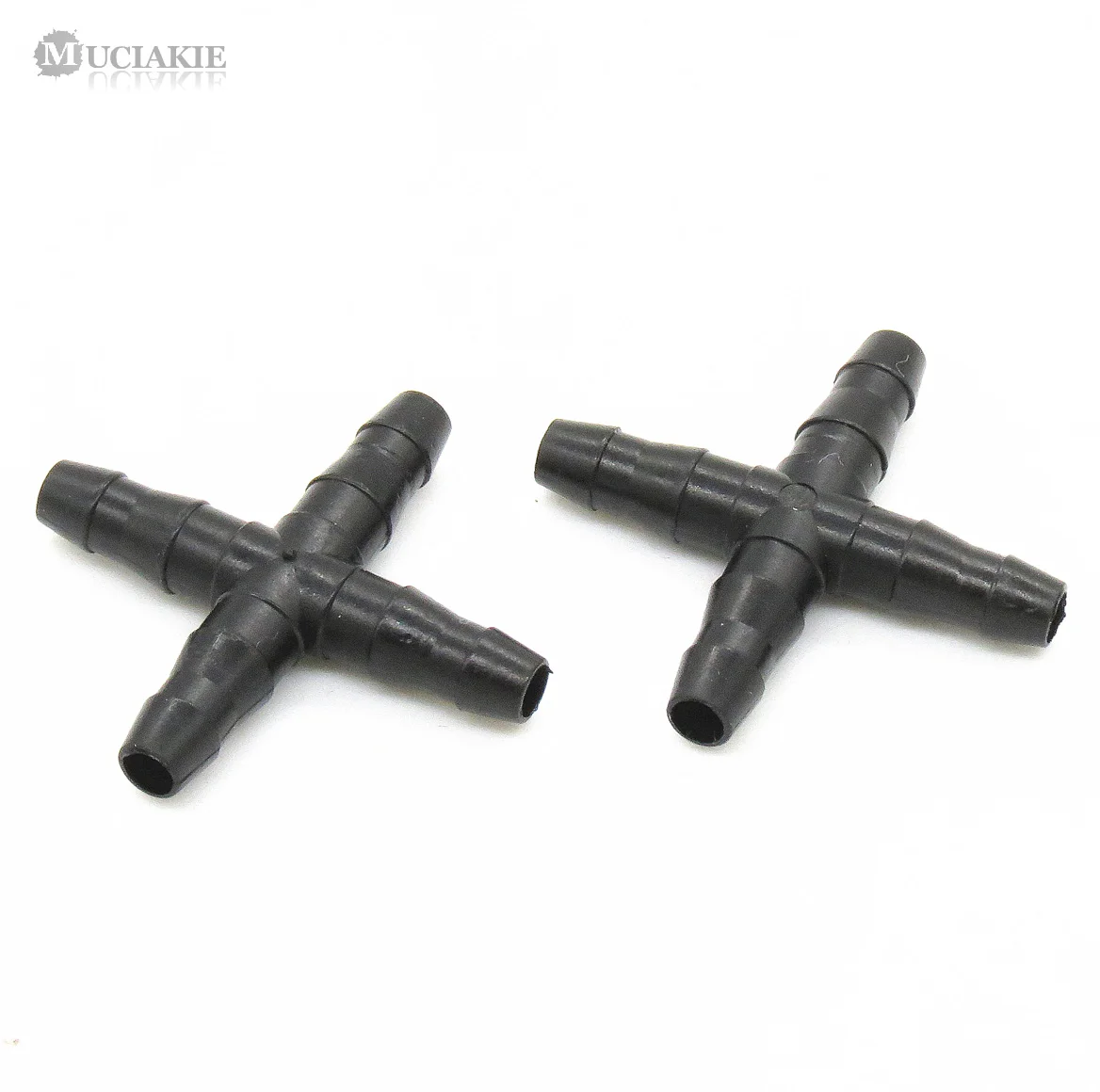 MUCIAKIE 10PCS 1/4\'\' Cross Connecter for 4/7mm Micro Tubing Hose 4 Ways Barbed Adapter Drip Irrigation Cross Joint Connectors
