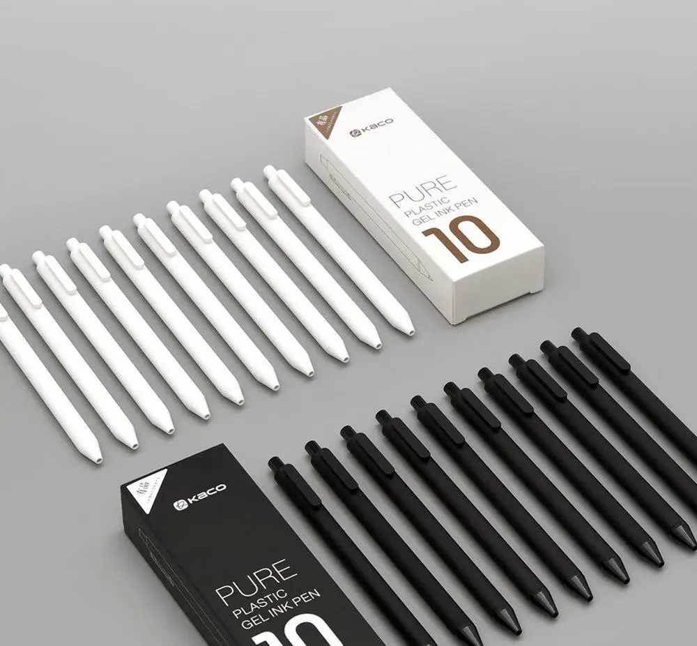 샤오미 정품 KACO 사인 펜, 일본 블랙 잉크 리필 볼펜, 내구성 서명 미 펜, 학교 문구, 0.5mm, 팩당 10 개