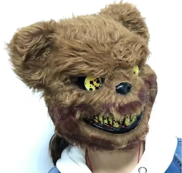 

Teddy Bear Mask Plush Plastic Full Face Masks Toy Scary Killer Adult Evil Psycho Halloween Costume Fancy Dress Party Mask