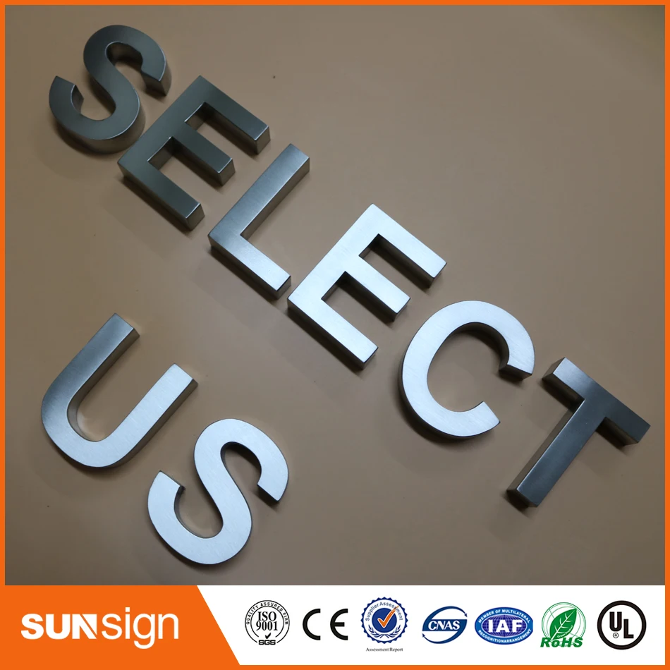 High grade brushed chrome silver stainless steel letters